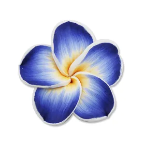 40MM HandMade And Flat Back Polymer Clay Flower Beads,Sapphire,Side Drilled Hole Size 2.5MM,Lead Free,Sold 50 PCS Per Package