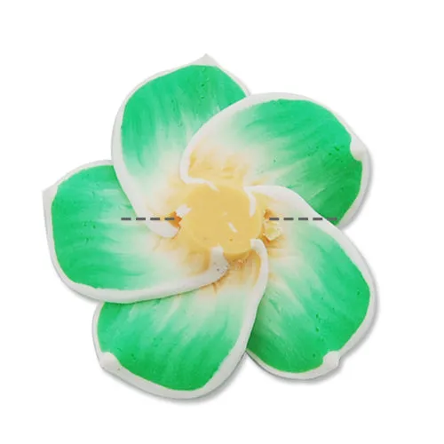 40MM HandMade And Flat Back Polymer Clay Flower Beads,White,Side Drilled Hole Size 2.5MM,Lead Free,Sold 50 PCS Per Package