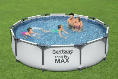 56408 Bestway 10Ft 305cmx76cm Grey Steel Pro Max Round Pool With Filtration Pump