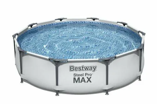 56408 Bestway 10Ft 305cmx76cm Grey Steel Pro Max Round Pool With Filtration Pump