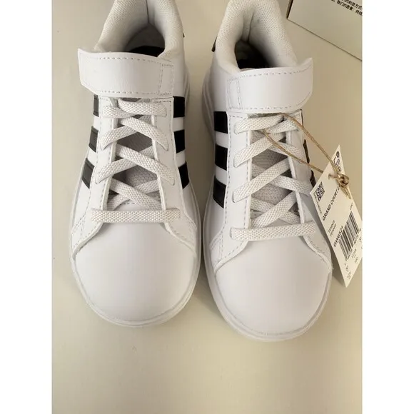 Adidas Unisex-Child Grand Court 2.0. EL K Tennis Shoe Sz 12 K GW6521 White Black