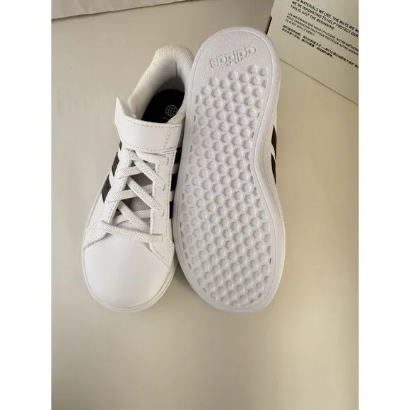 Adidas Unisex-Child Grand Court 2.0. EL K Tennis Shoe Sz 12 K GW6521 White Black