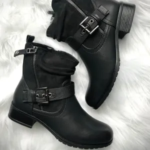Anna Black Flat Ankle Boot