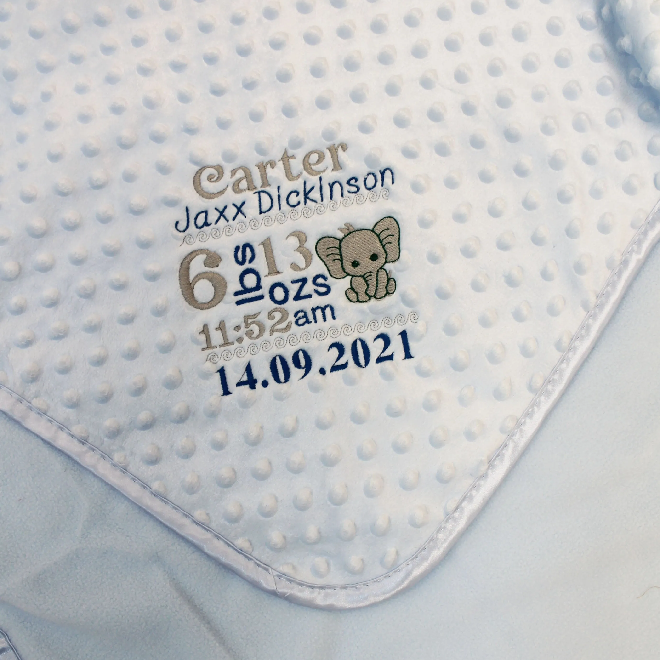 Baby Details Embroidered Bubble Wrap Blanket - Various Colours