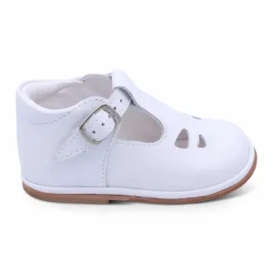'Benicio' Boys White Leather T-Bar Shoes