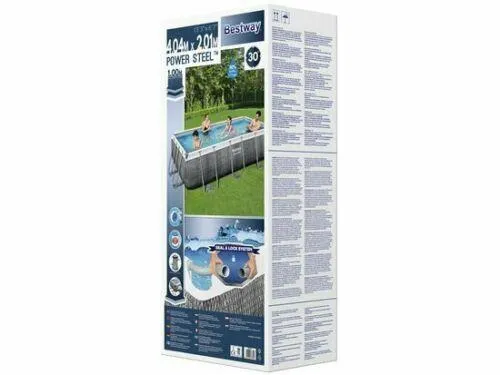Bestway 13.6Ft Rectangular Swimming Pool 412X201X122cm Grey Rattan   Accessories