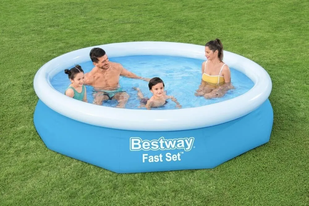 Bestway Fast Set Inflatable Swimming Pool 10'X26" for Kids and Adults, Blue