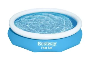 Bestway Fast Set Inflatable Swimming Pool 10'X26" for Kids and Adults, Blue