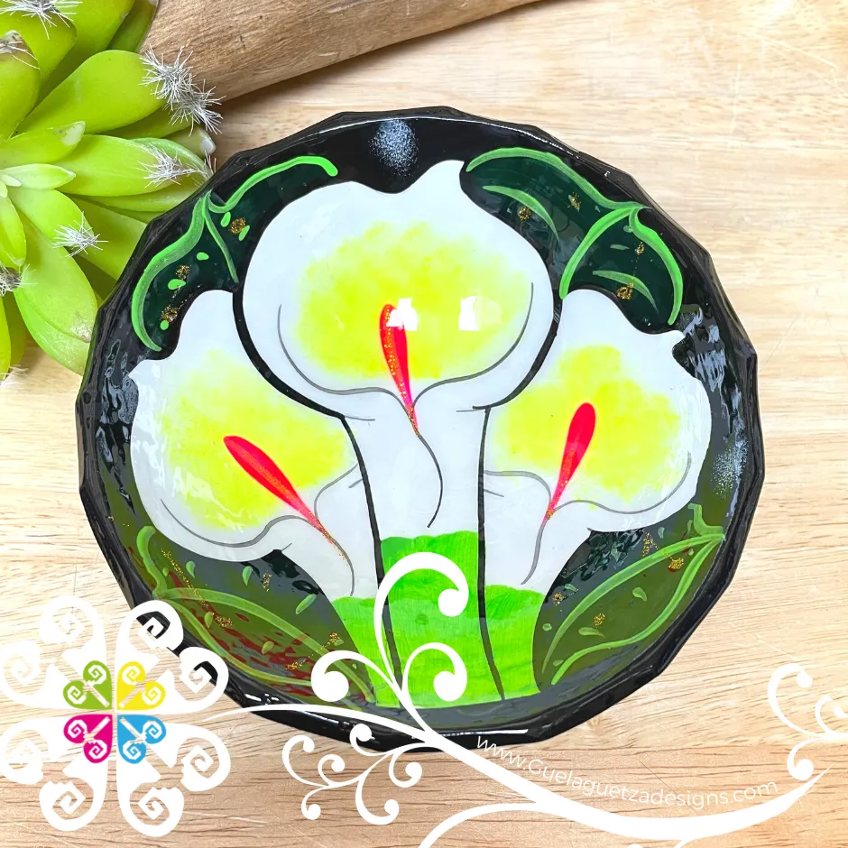Black Guerrero Hand Painted Salsa Bowl - Salcero De Barro