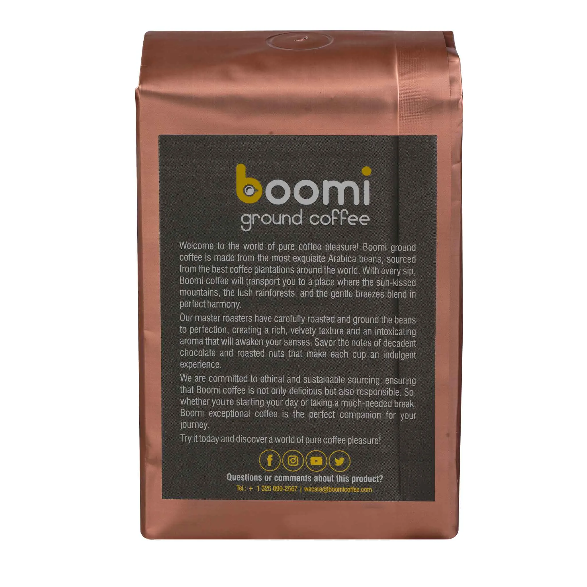 Boomi Premium Ground Coffee Morning Java, Medium Roast, Perfectly Balanced, Always Smooth, Made with 100% Arabica Beans, 12 Ounce Bag