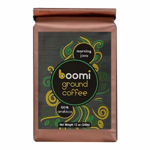Boomi Premium Ground Coffee Morning Java, Medium Roast, Perfectly Balanced, Always Smooth, Made with 100% Arabica Beans, 12 Ounce Bag