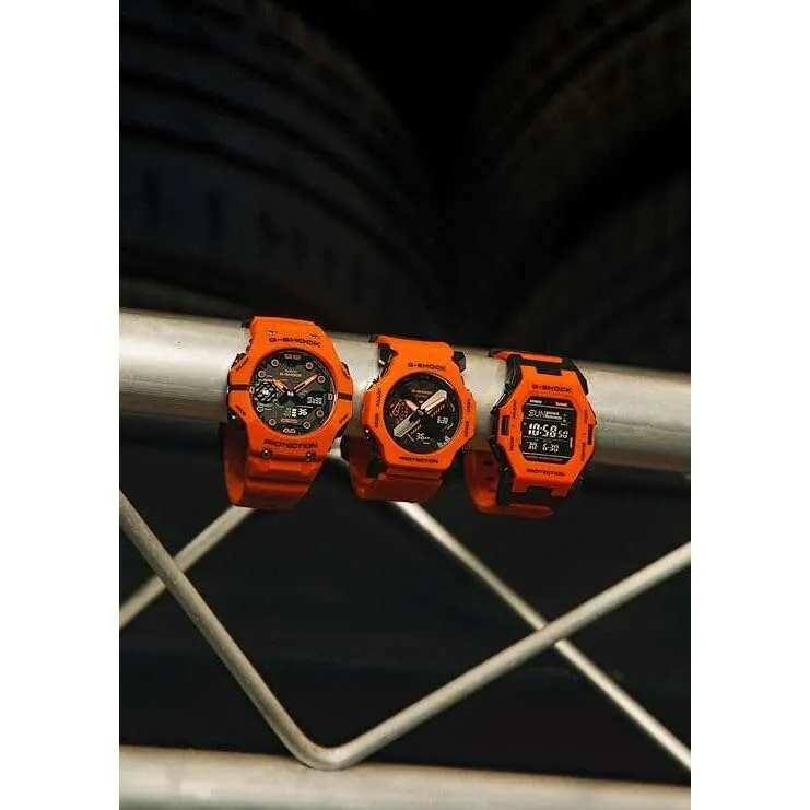 CASIO G-SHOCK BLUETOOTH DAY-DATE ANALOG DIGITAL DIAL ORANGE STRAP MEN WATCH GA-B001FL-4AJF