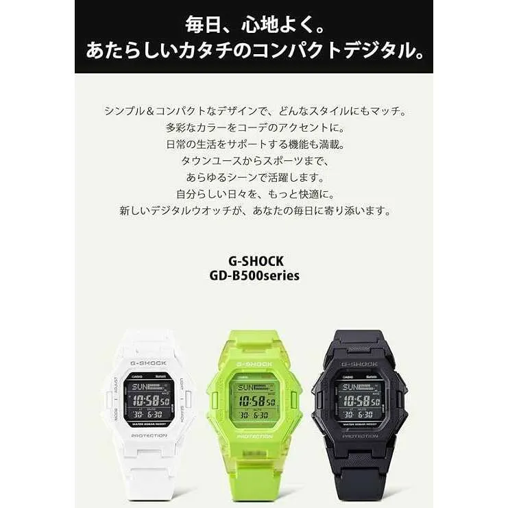 CASIO G-SHOCK BLUETOOTH PODOMETER DIGITAL DIAL NEON GREEN MEN WATCH GD-B500S-3JF