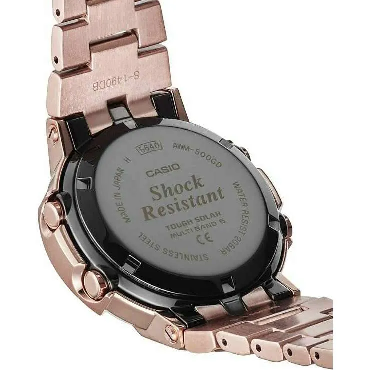 CASIO G-SHOCK FULL METAL RADIO SOLAR PINK GOLD ANALOG DIGITAL MEN WATCH AWM-500GD-4AJF