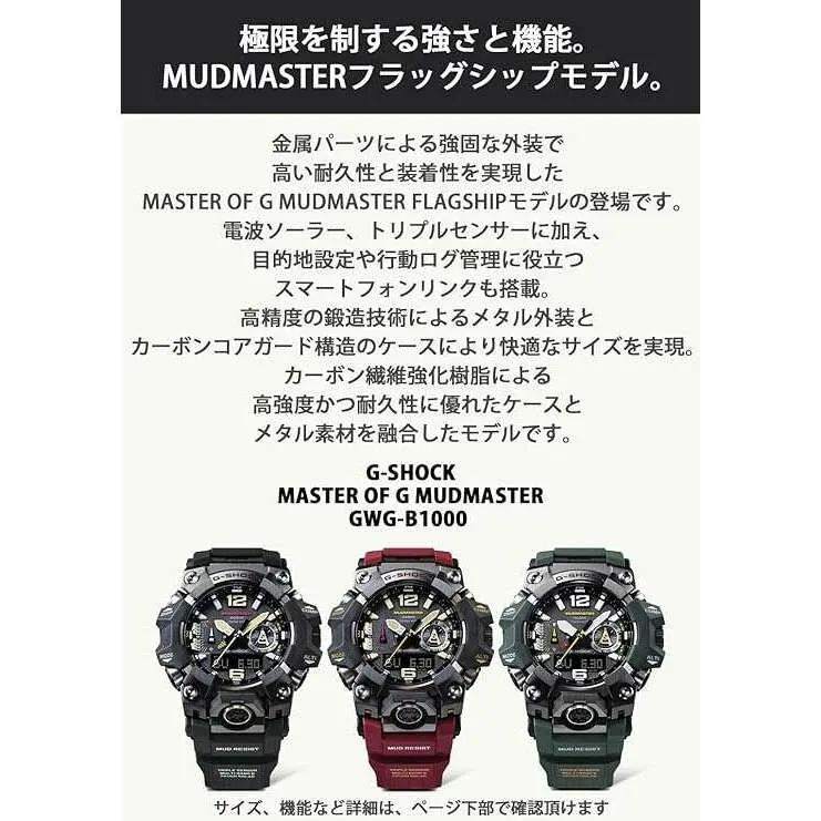CASIO G-SHOCK MASTER OF G MUDMASTER SERIES ANALOG DIGITAL RED MEN WATCH GWG-B1000-1A4JF