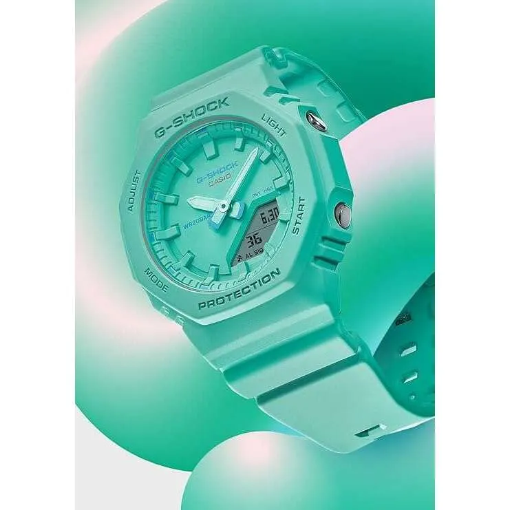 CASIO G-SHOCK MID-SIZE MODEL ANALOG DIGITAL DIAL TURQUOISE BLUE LADIES WATCH GMA-P2100-2AJF
