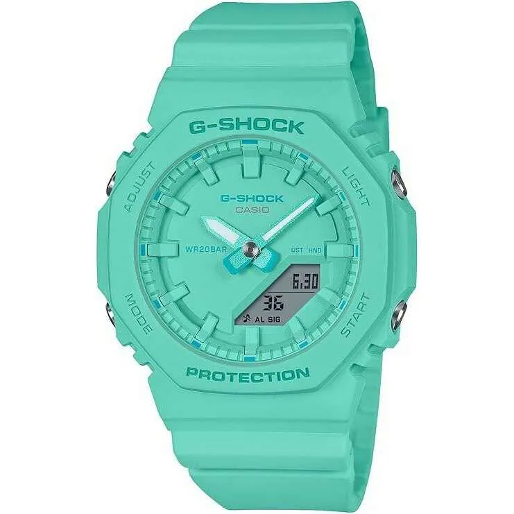 CASIO G-SHOCK MID-SIZE MODEL ANALOG DIGITAL DIAL TURQUOISE BLUE LADIES WATCH GMA-P2100-2AJF