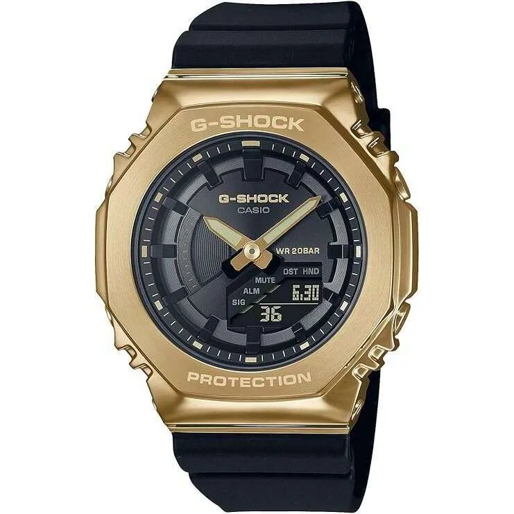 CASIO G-SHOCK MID-SIZE MODEL METAL COVERED BLACK & GOLD UNISEX WATCH GM-S2100GB-1AJF