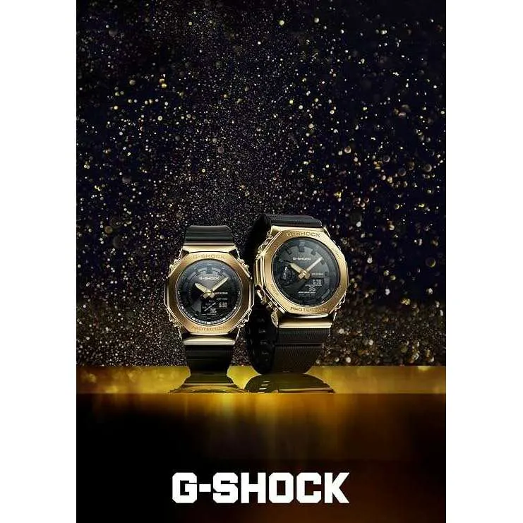 CASIO G-SHOCK MID-SIZE MODEL METAL COVERED BLACK & GOLD UNISEX WATCH GM-S2100GB-1AJF