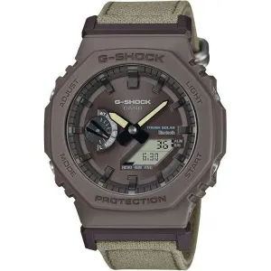 CASIO G-SHOCK WEB-EXCLUSIVE BLUETOOTH FABRIC STRAP KHAKI GREY MEN WATCH GA-B2100CT-5AJF