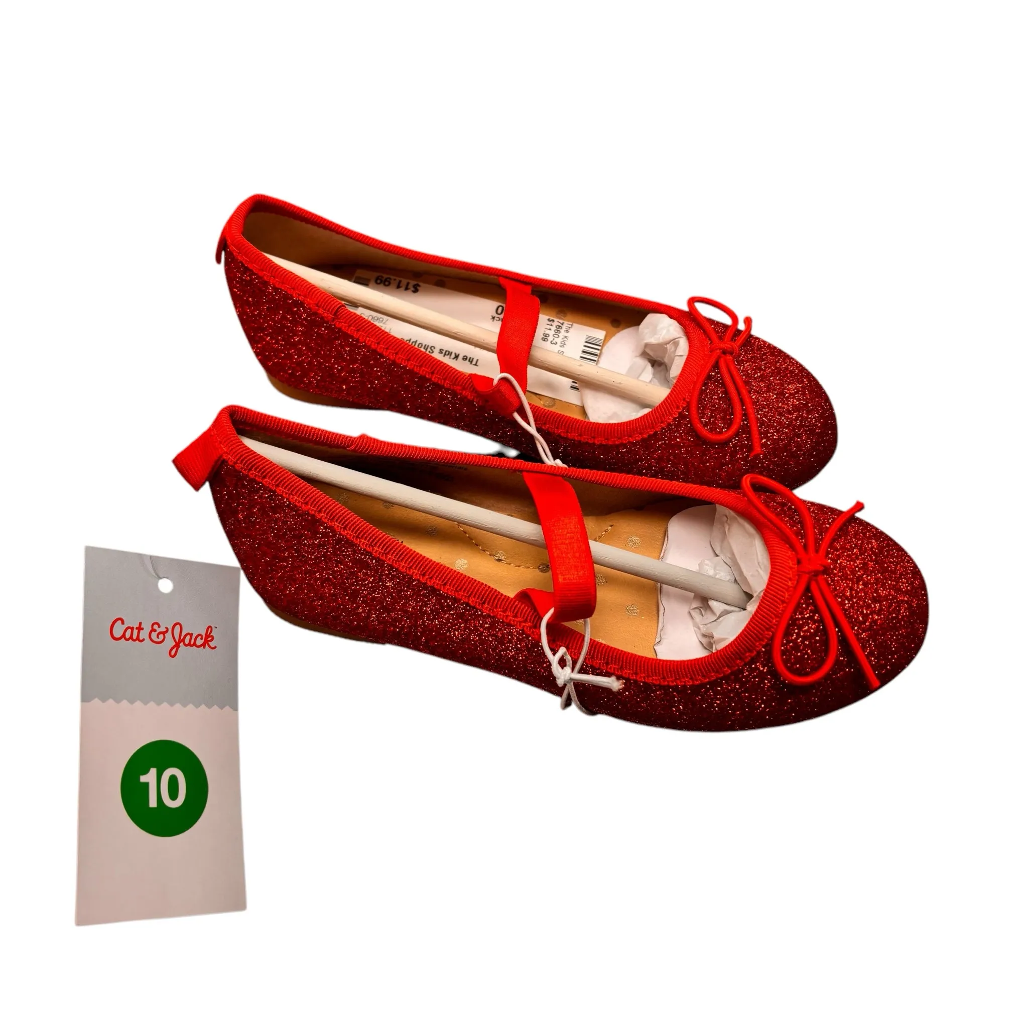Cat & Jack Girl's Red Glitter Shoes (size 10)