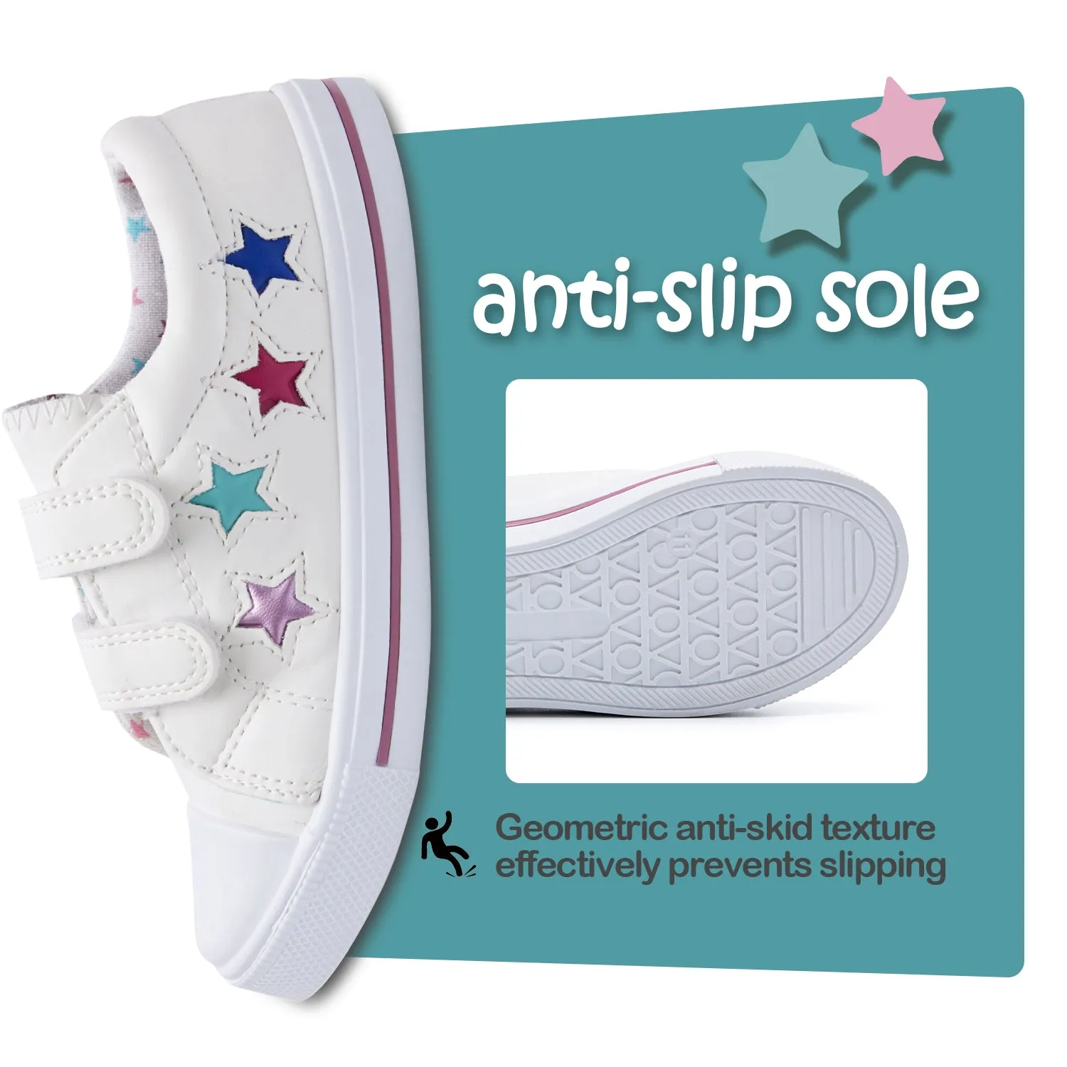 Colorful Stars Soft White Walking Shoes