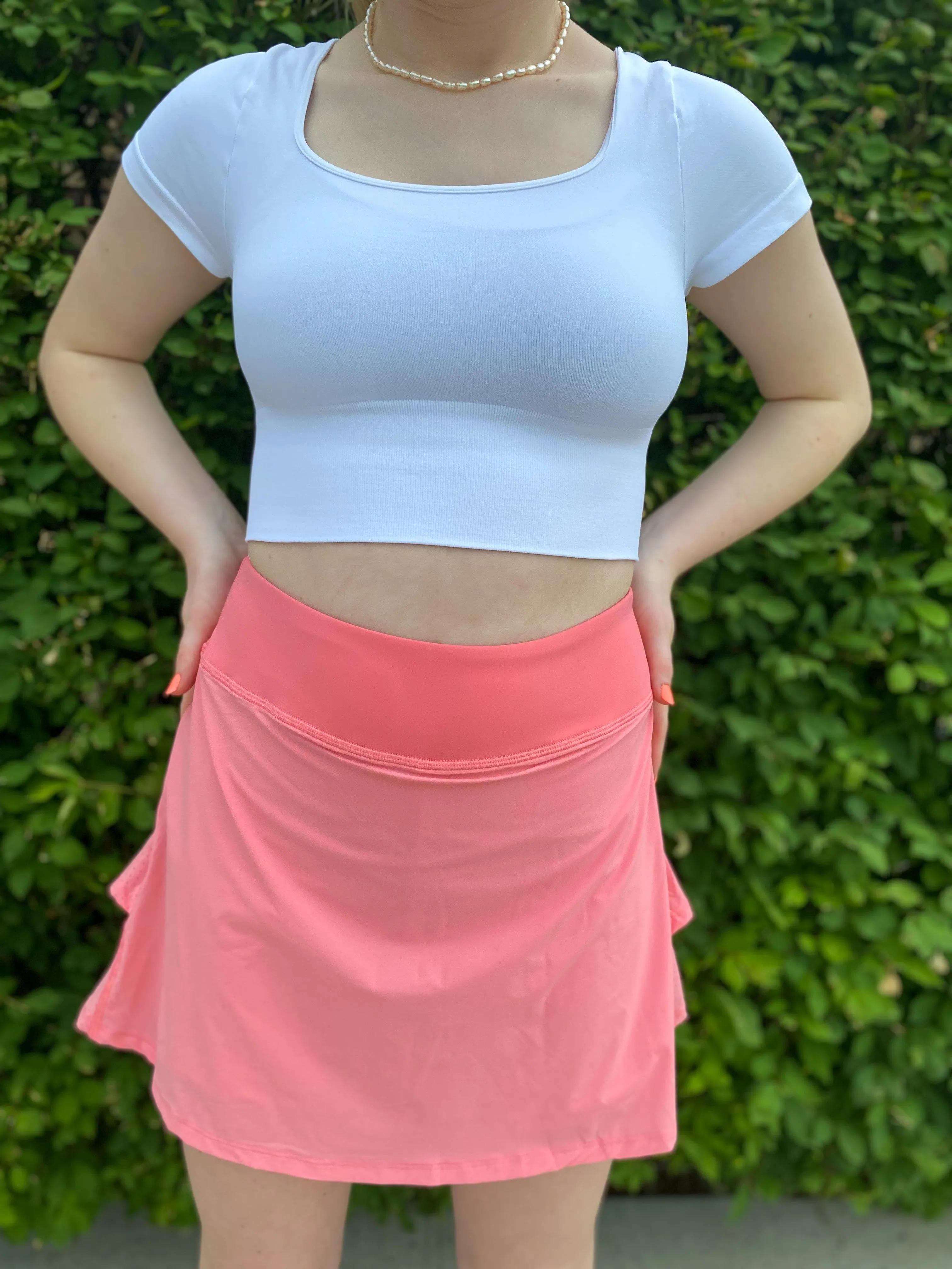 Coral Tennis Skirt