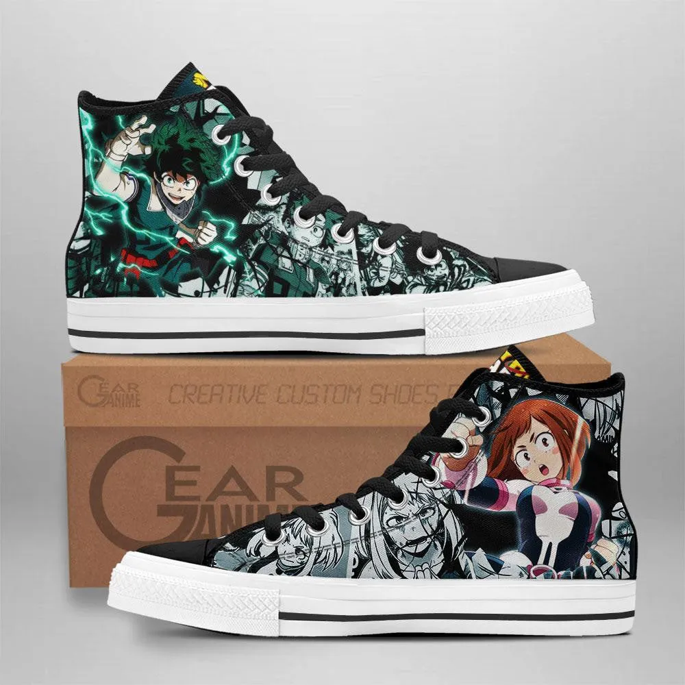 Deku & Uraraka High Top Shoes Custom Anime Sneakers