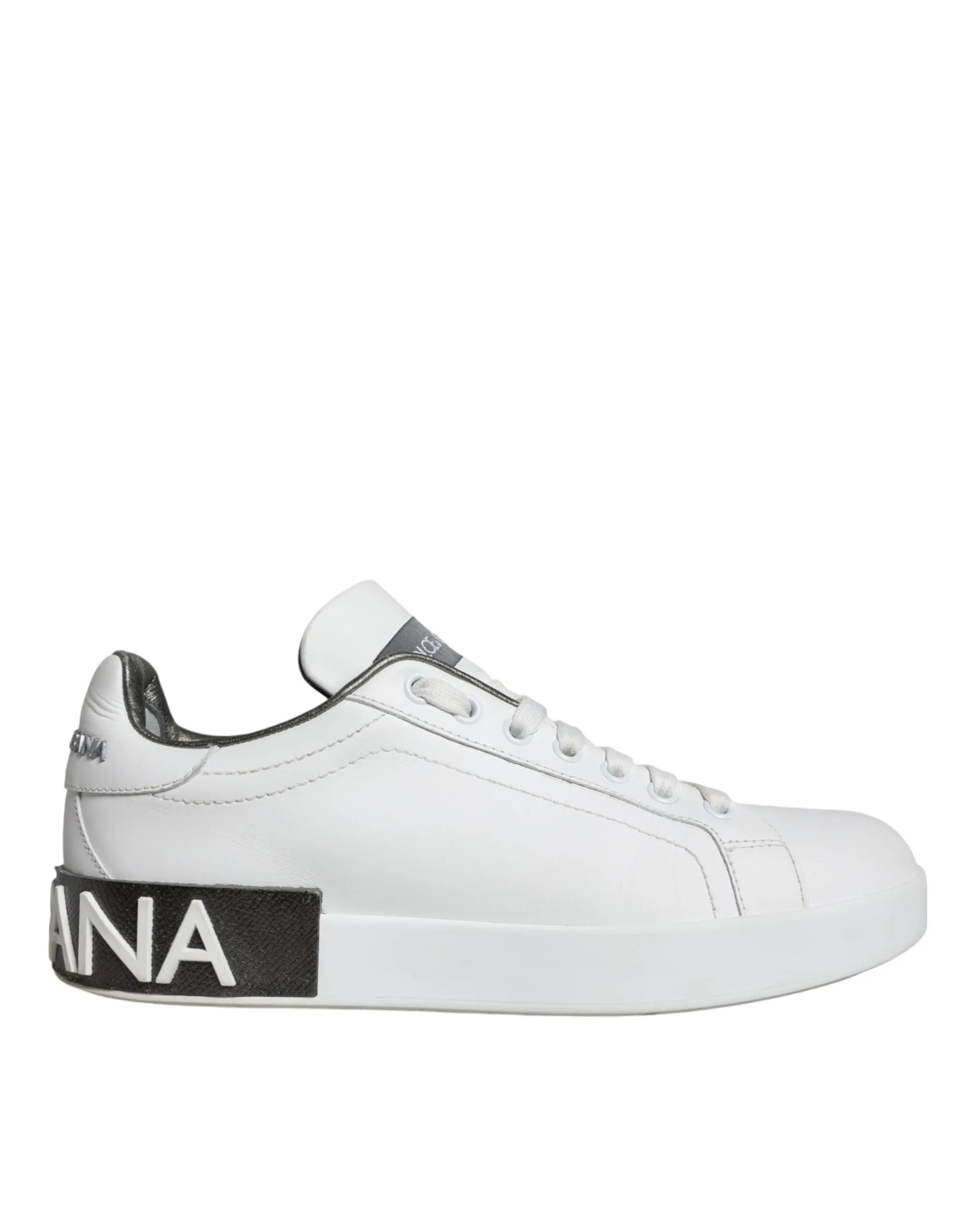 Dolce & Gabbana White Leather Portofino Low Top Sneakers Shoes