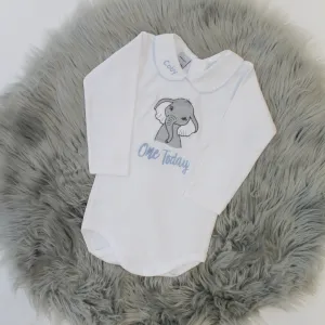 Embroidered Elephant Birthday Personalised Babyvest