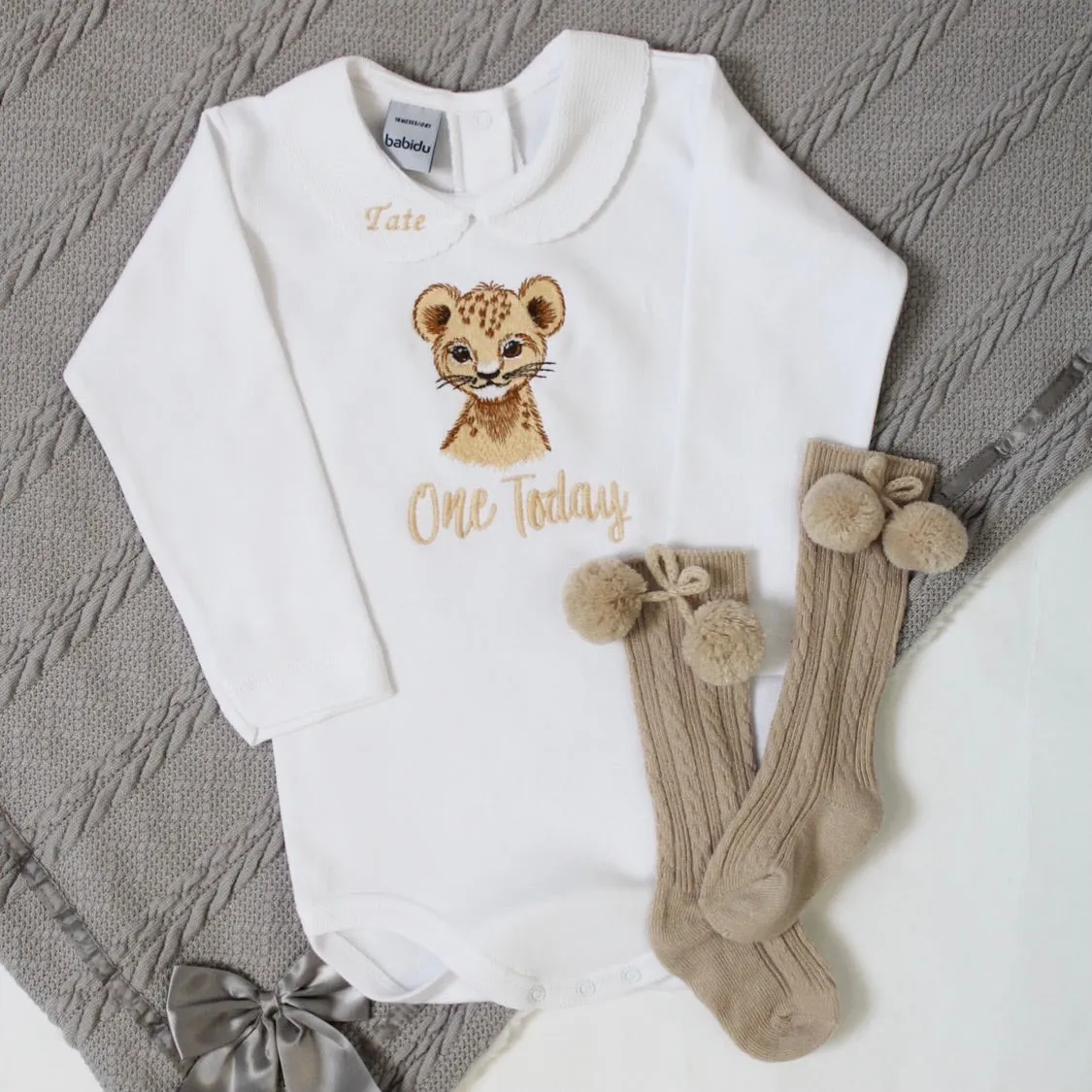 Embroidered Lion Cub Birthday Personalised Babyvest