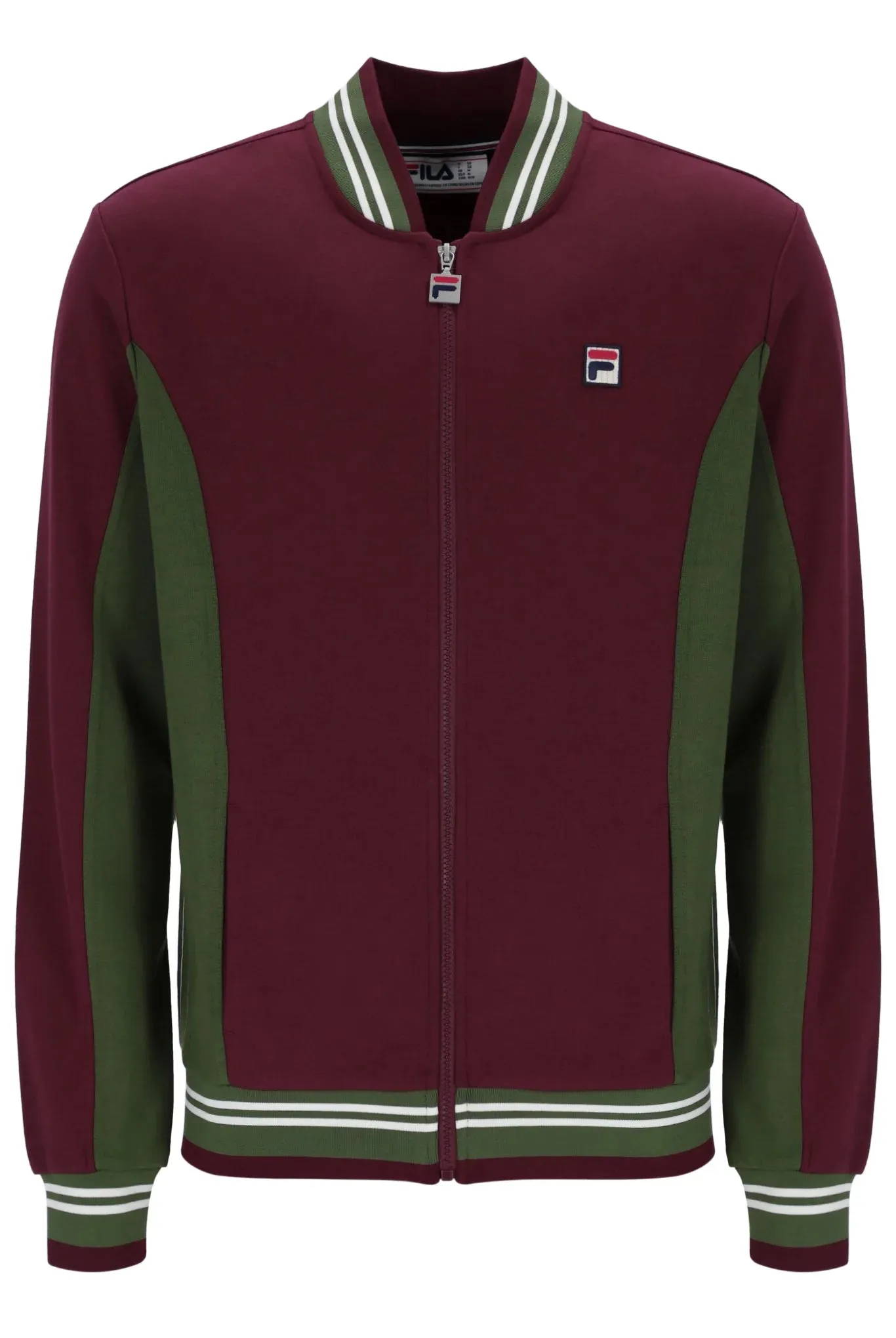 Fila Settanta Baseball Track Jacket In Claret/green