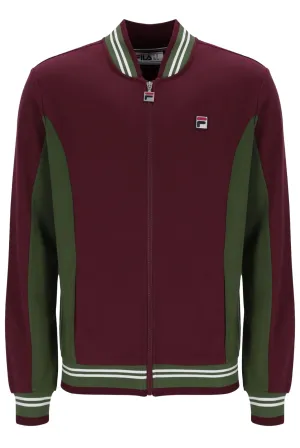 Fila Settanta Baseball Track Jacket In Claret/green