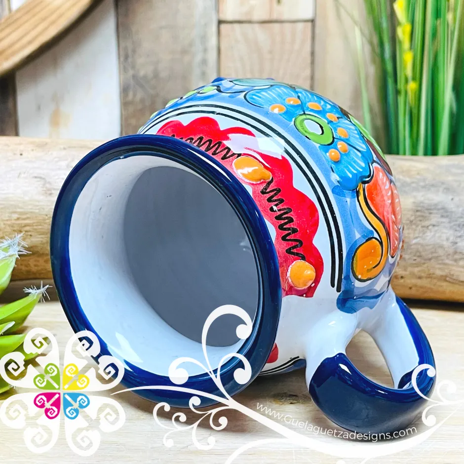 Floral Multicolor Talavera Ponchera Mug - Single Talavera Mug