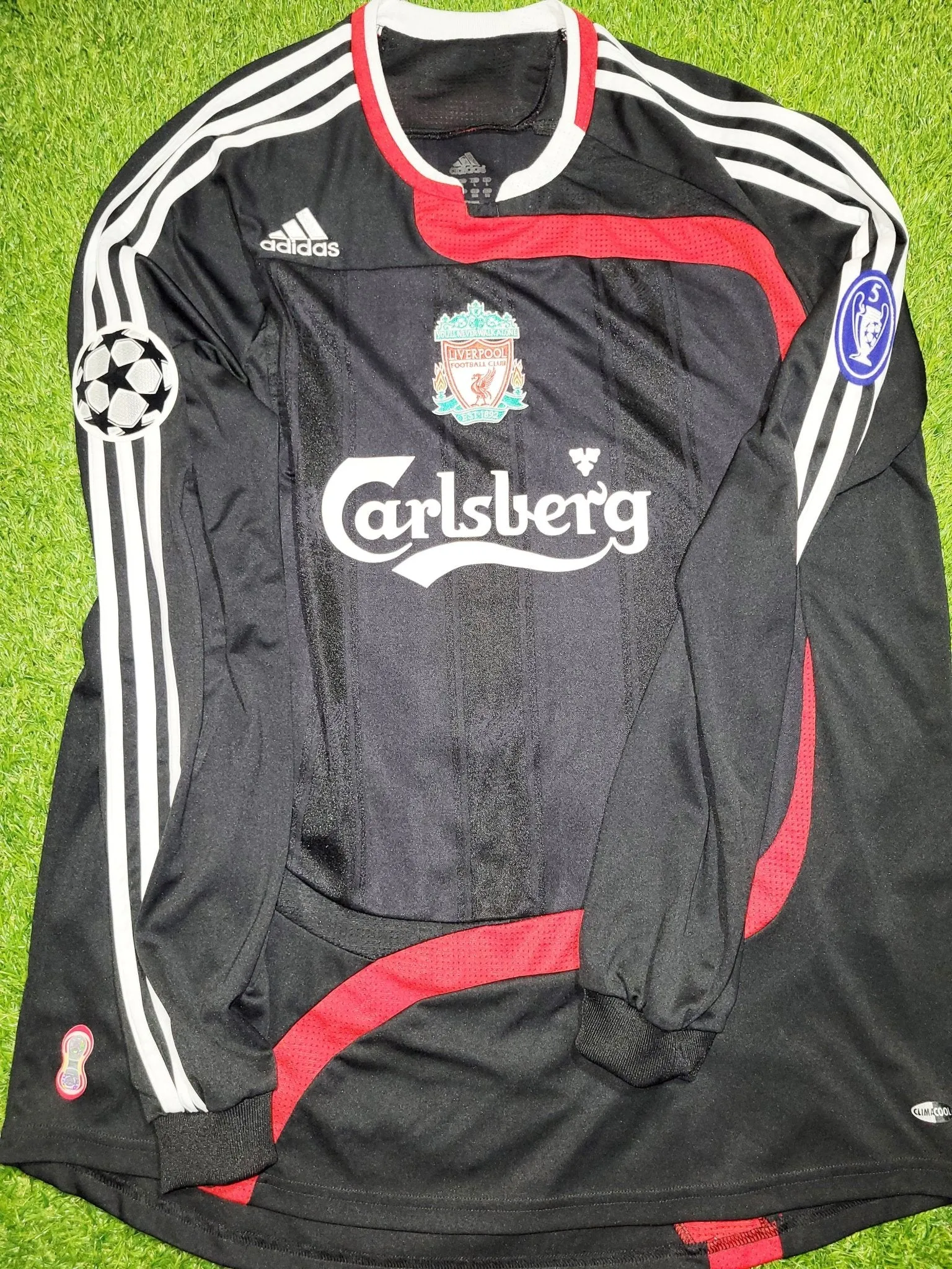 Gerrard Liverpool 2007 2008 Third UEFA Soccer Jersey Shirt L SKU# 694386