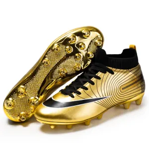 Gold Soccer Shoes Professional Unisex Ankle Football Boots