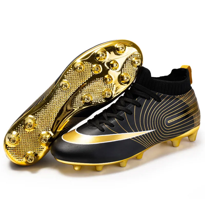 Gold Soccer Shoes Professional Unisex Ankle Football Boots