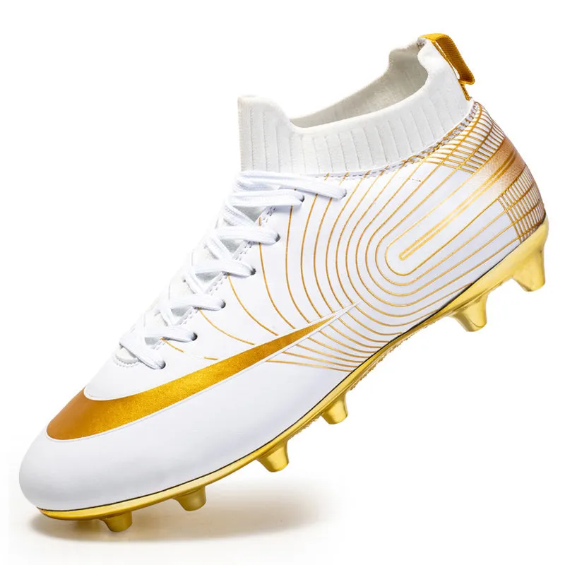 Gold Soccer Shoes Professional Unisex Ankle Football Boots