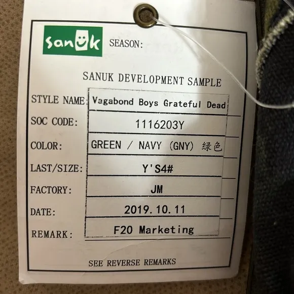Grateful Dead Sanuk Vagabond Shoes SAMPLE