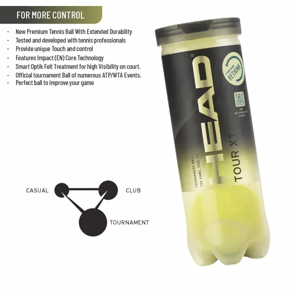 HEAD Tour XT Tennis Ball Can Pack Of 3 Balls