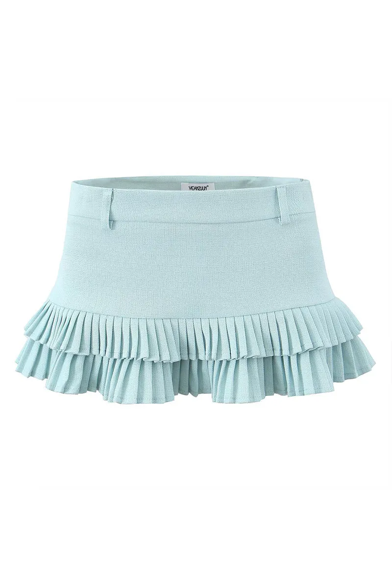 HQZ1319 Double-Layer Pleated Mini Skirt