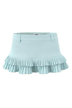 HQZ1319 Double-Layer Pleated Mini Skirt