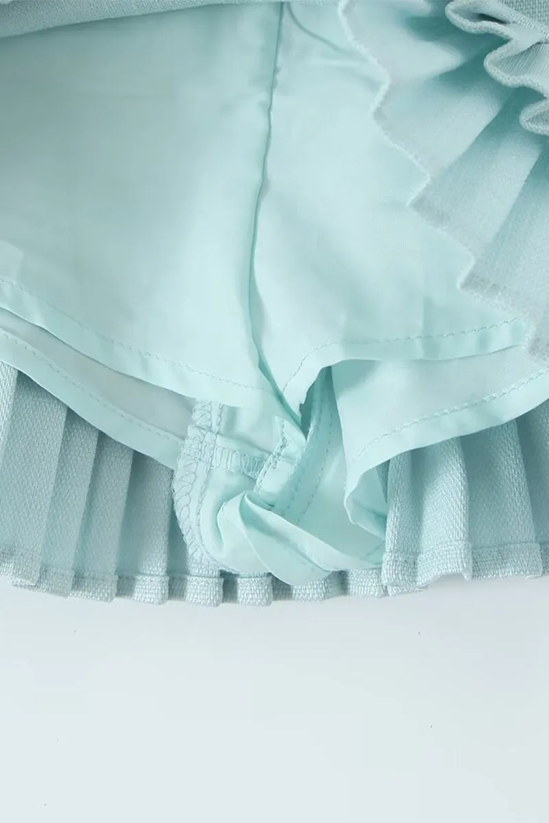 HQZ1319 Double-Layer Pleated Mini Skirt