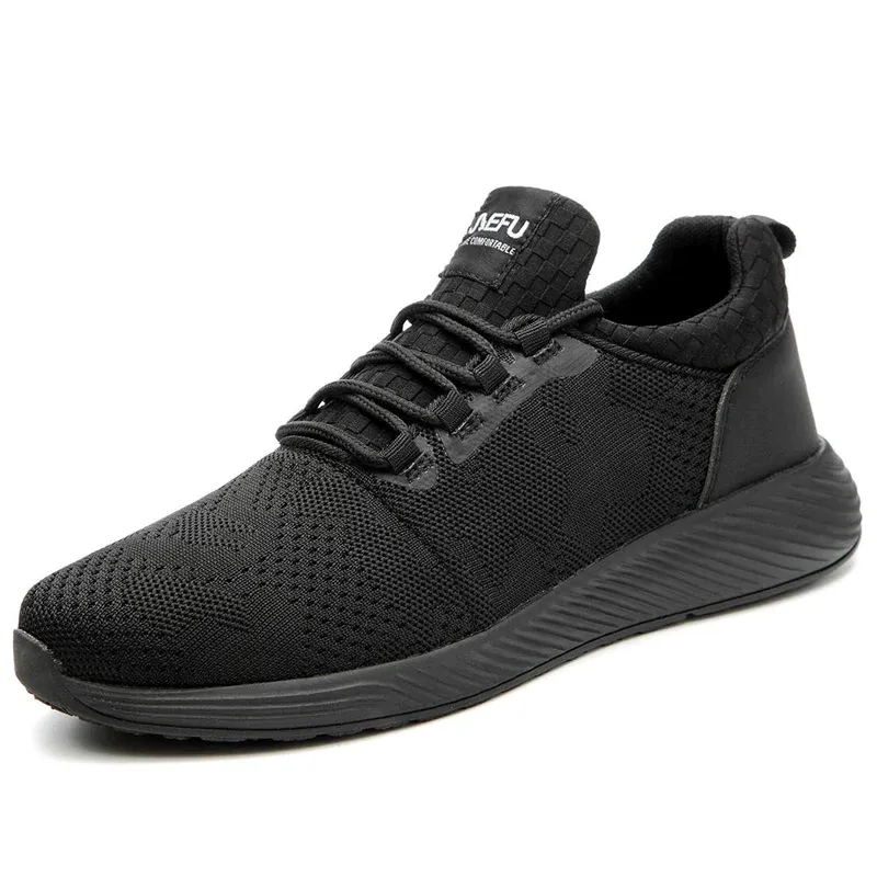 JIEFU | FeathX- Steel cap light weight comfortable black work shoes
