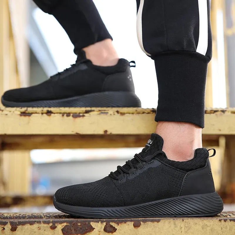 JIEFU | FeathX- Steel cap light weight comfortable black work shoes