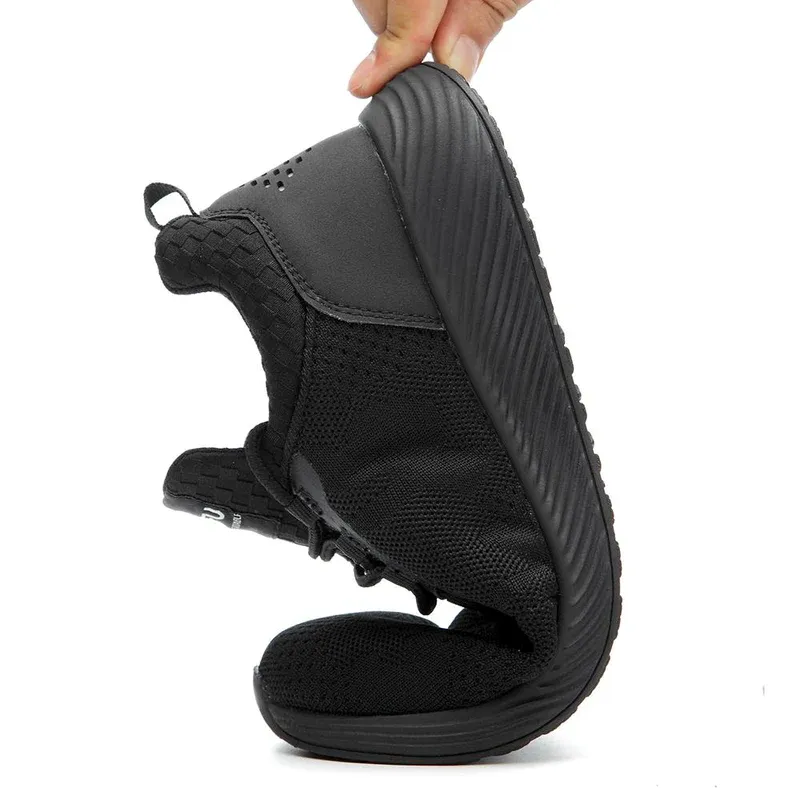 JIEFU | FeathX- Steel cap light weight comfortable black work shoes
