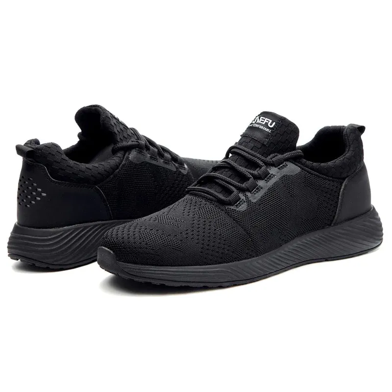 JIEFU | FeathX- Steel cap light weight comfortable black work shoes