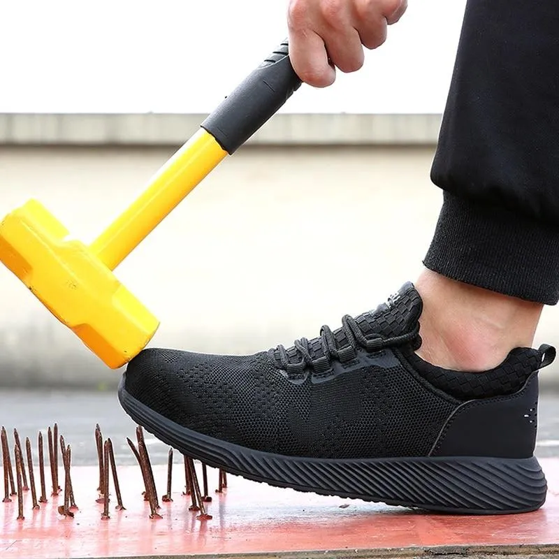 JIEFU | FeathX- Steel cap light weight comfortable black work shoes