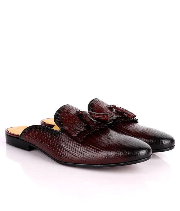 John Foster Wooven Tassel Fringe Mule | Coffee Brown