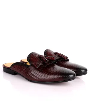 John Foster Wooven Tassel Fringe Mule | Coffee Brown